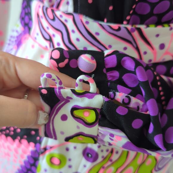 Vintage 1970s Dress Womens Purple Pink MCM Hippie Psychedelic Retro Anika XS/S - Picture 16 of 16